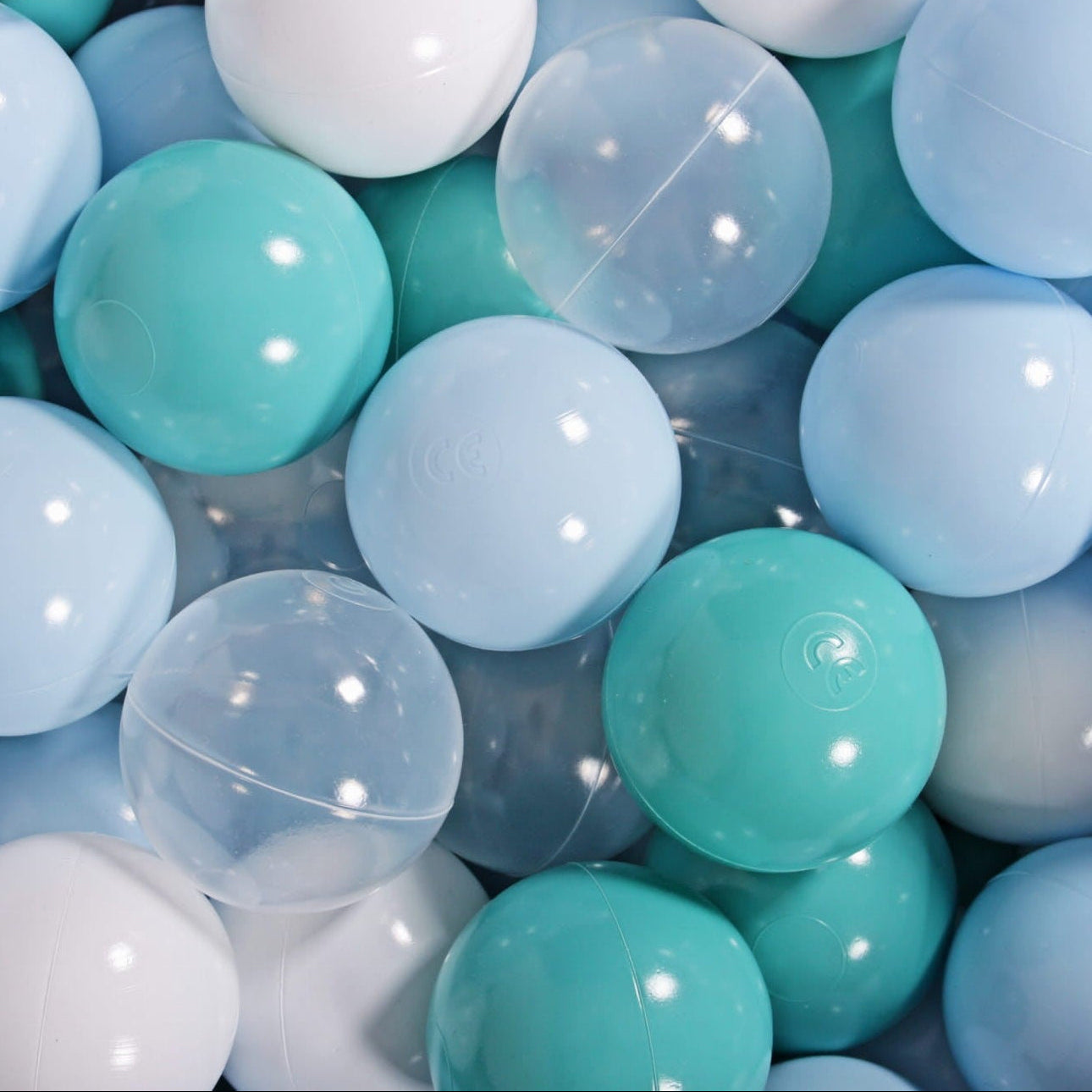 Ball Pit Balls 200pcs - Blue/Turquoise/Transparent/White