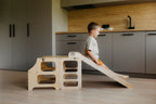 2 in 1 Montessori bokštelis – staliukas su čiuožykla
